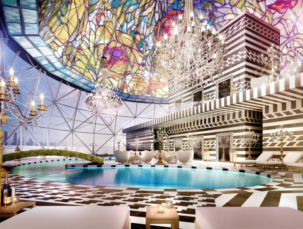 Skybar in Doha Hotel. Unmistakably a Wander's Design. Image Courtesy Marcel Wanders.