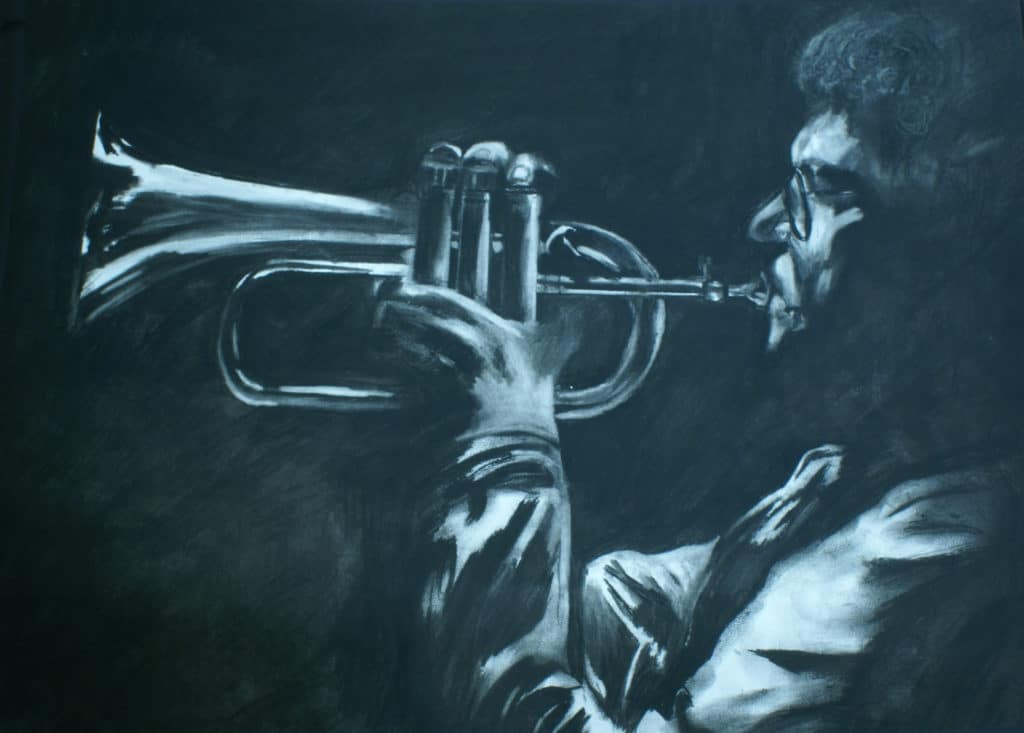 At age 13, Hub van Laar made a painting of jazz maestro Ack van Rooyen. Fourteen years later, Van Rooyen calls for a Van Laar flugelhorn. 