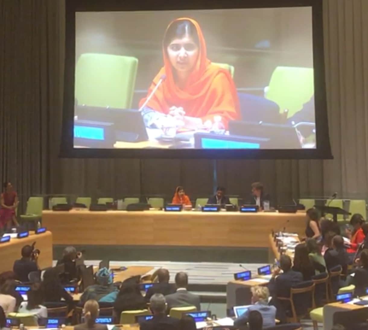 Malala speaks at the United Nations, 2017. Photo: impactmania