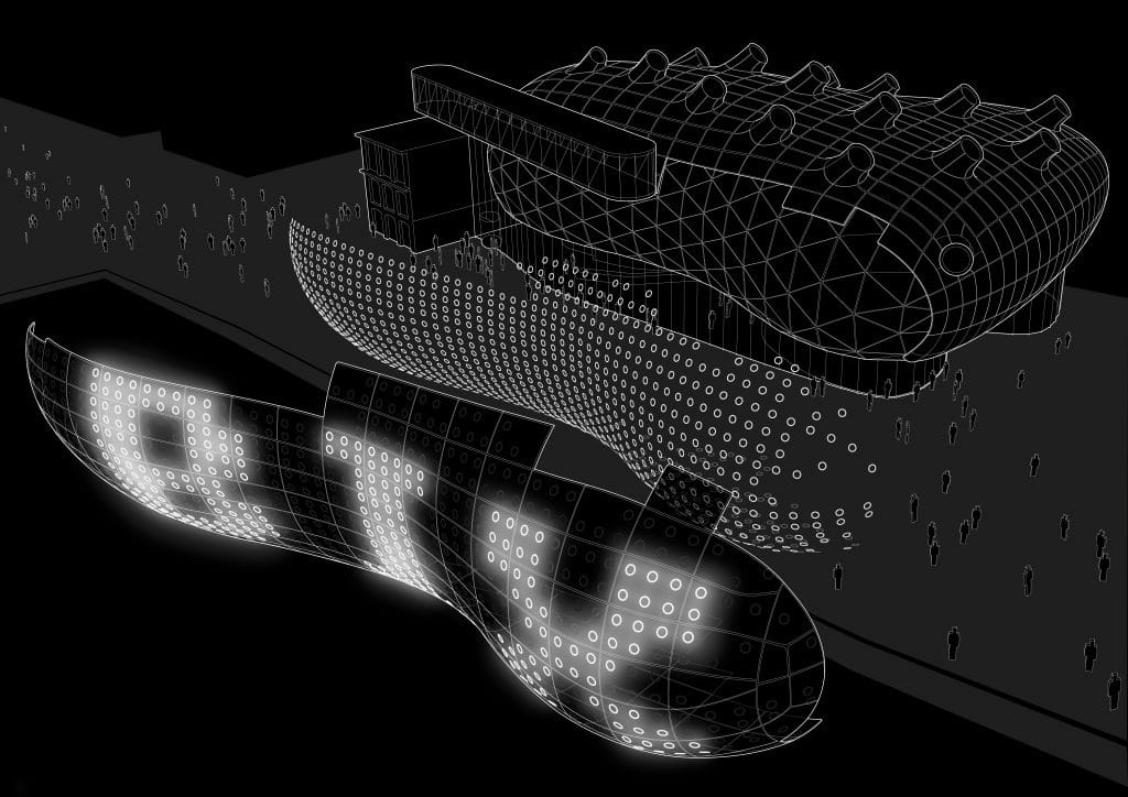 Kunsthaus Graz, BIX-Exploded Drawing, ©2001-03 realities:united, Berlin