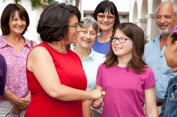 Helene Schneider with supporters