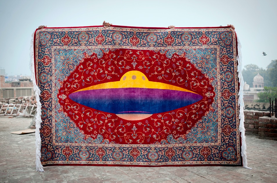 UFO rug — the ultimate outsider — by Saks Afridi. Image courtesy of the artist.