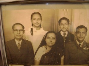 Front row, left to right, Professor Manmatha Nath Biswas, father, Latika Biswas, mother, and Captain Buddho Deb Biswas, brother. Back row: 14-year old Deepa Biswas, and brother, Dr. Bashker Kumar Biswas. 