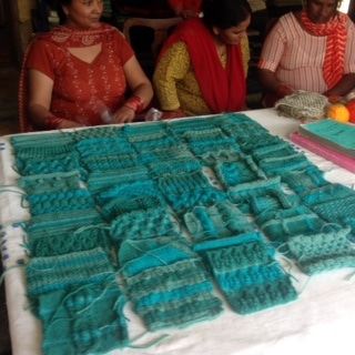 Chandroti throw made of patches by women knitters in various villages