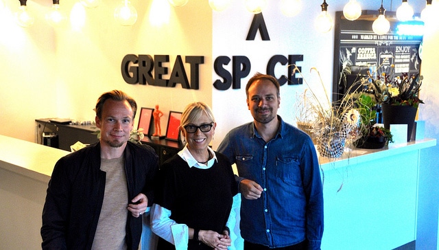 Great Sp^ce Founders, Mikael Bergström and Jesper Johansson, with Jody Turner in Sundsvall, Sweden.