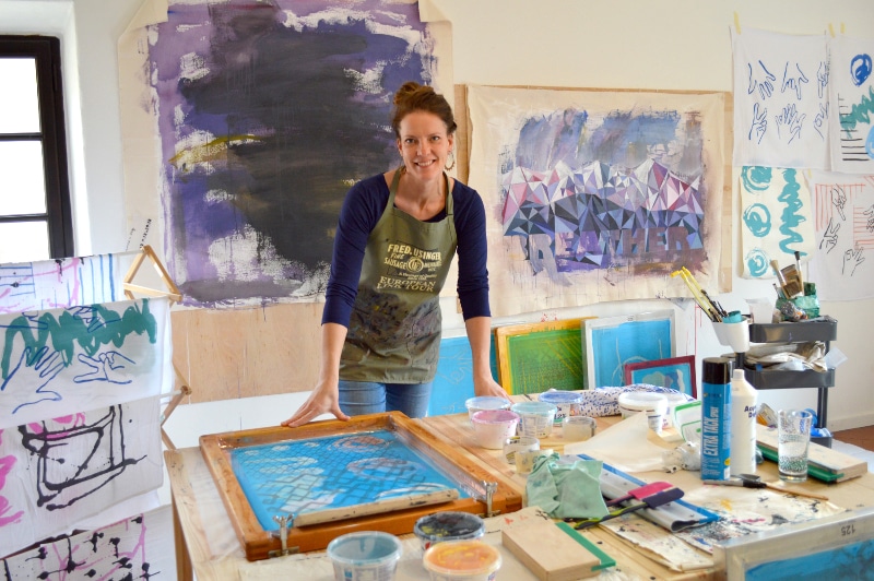 Kirsten Schambra Stevens in her studio, Italy. 