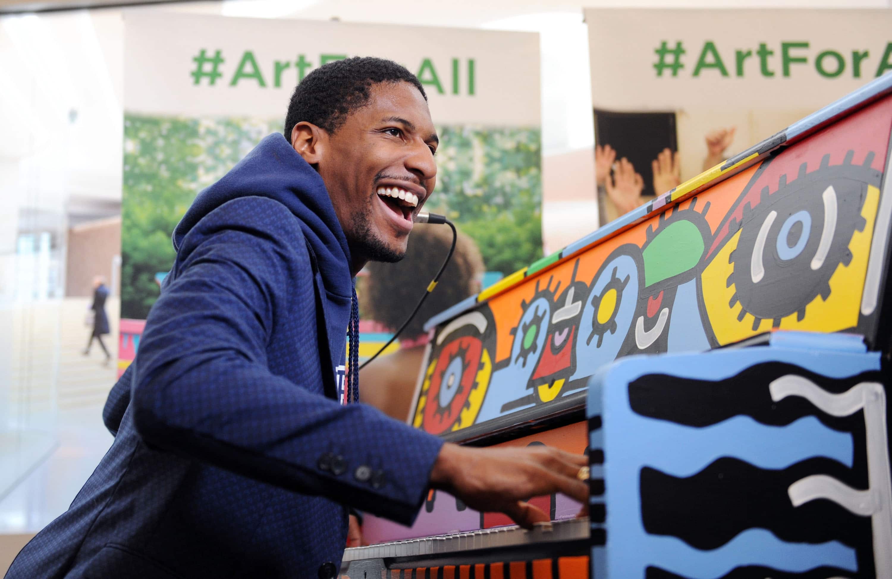 Jon Batiste performs at the 6th Annual Sing for Hope Pianos Kickoff Event At 28 Liberty Plaza on June 5, 2017 in New York City. Photo by Craig Barritt/Getty Images. Courtesy Sing For Hope.