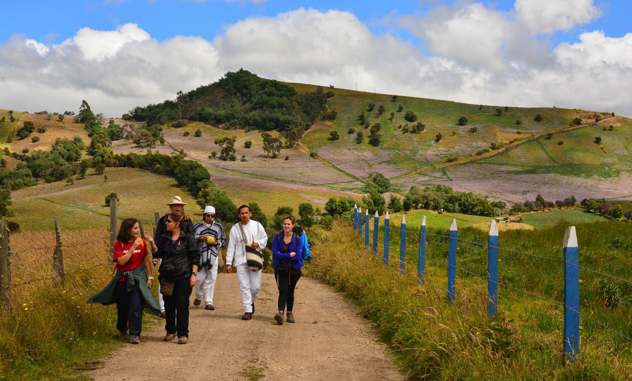 Sara Calvo walking with the muisca community in Sesquile, Colombia.