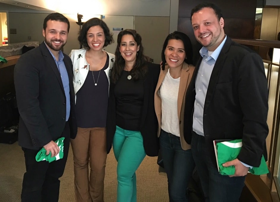 Photograph: João Paulo Barros Beldi, President of Newton Paiva; Thais Barros Beldi; Monica Yunus, opera singer and co-founder Sing for Hope; Paksy Plackis-Cheng, founder impactmania; and André Ballos Beldi in New York, NY.