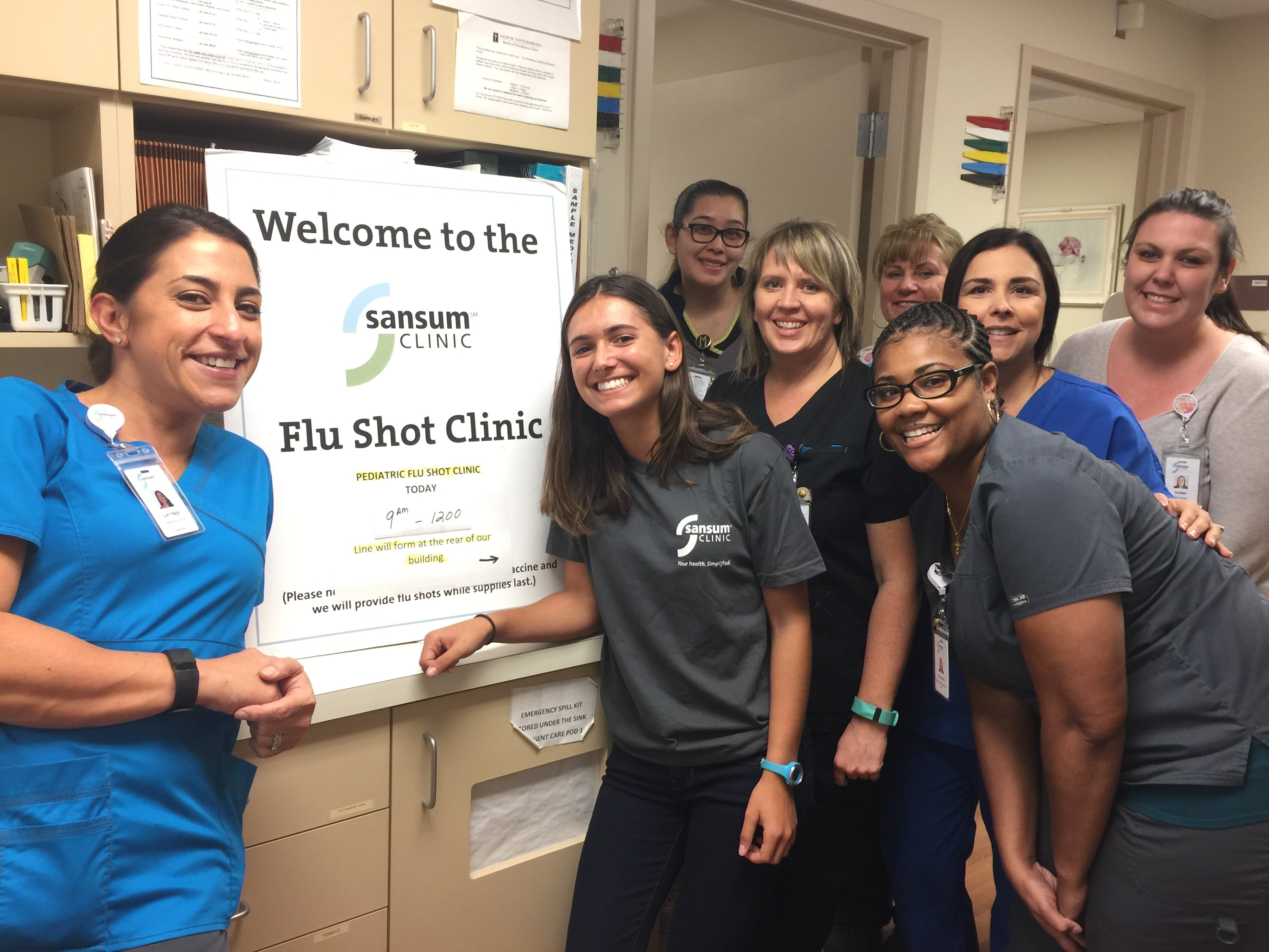 Zoë Silverberg with the staff at Sansum Clinic. 