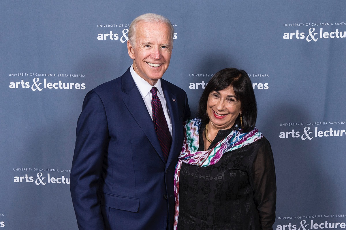 UCSB Arts & Lectures - Former Vice President Joe Biden and Kum-Kum. Photo by David Bazemore. 