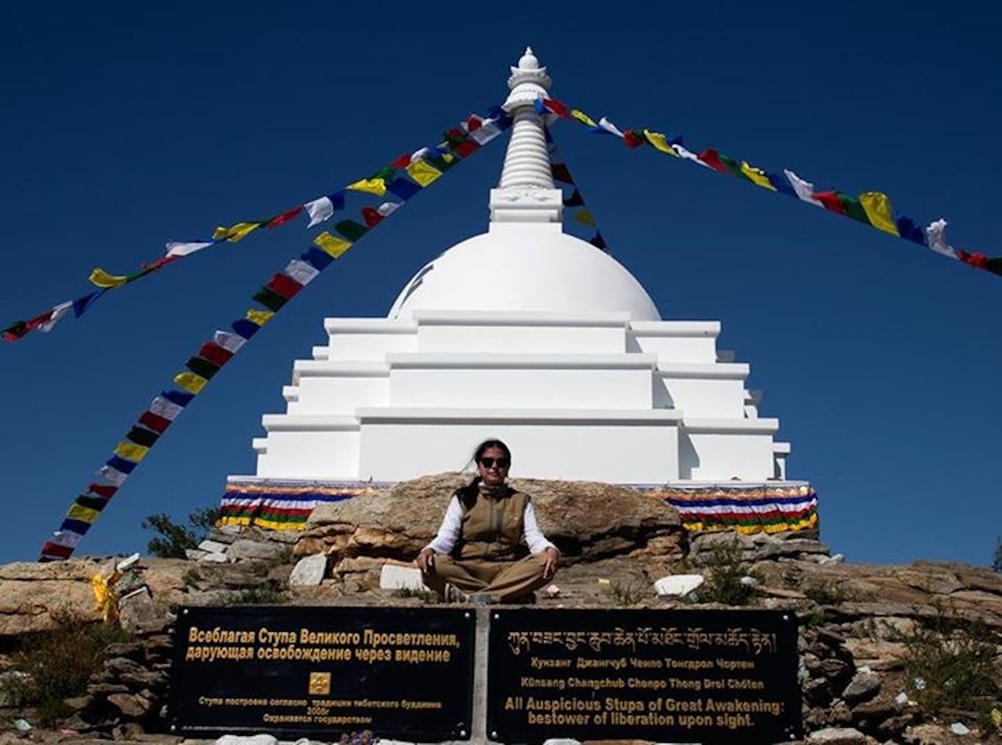 Irina Machitski at the Buddhist Temple she realized on a remote island in Siberia. 