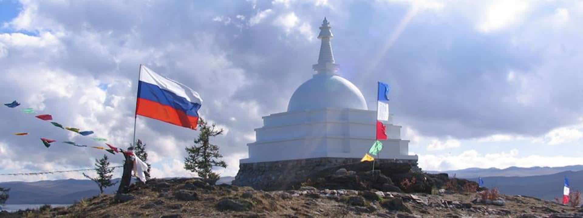 The stupa on the Ogoy island, Lake Baikal, in Siberia. Photo Courtesy: Izabell Blumin. 