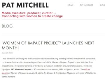 Pat Mitchell, Co-Creator TED Women, Wrote the WoI Foreword!